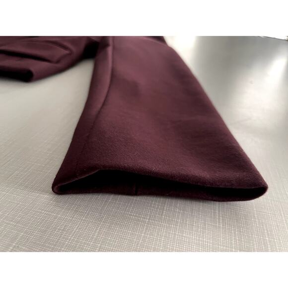 Banana Republic Factory Sz S Ponte Blazer Maroon Cropped Stretch Office Layer - Picture 8 of 10